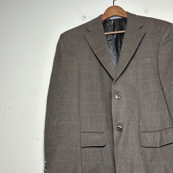 Oscar De La Renta Wool Blazer Coat Jacket Men 40R Brown Prep Minimal Work Formal - Picture 12 of 15